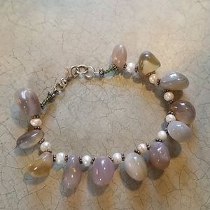 VTG.925,PEARL&AGATE BRACELET. LOVELY!